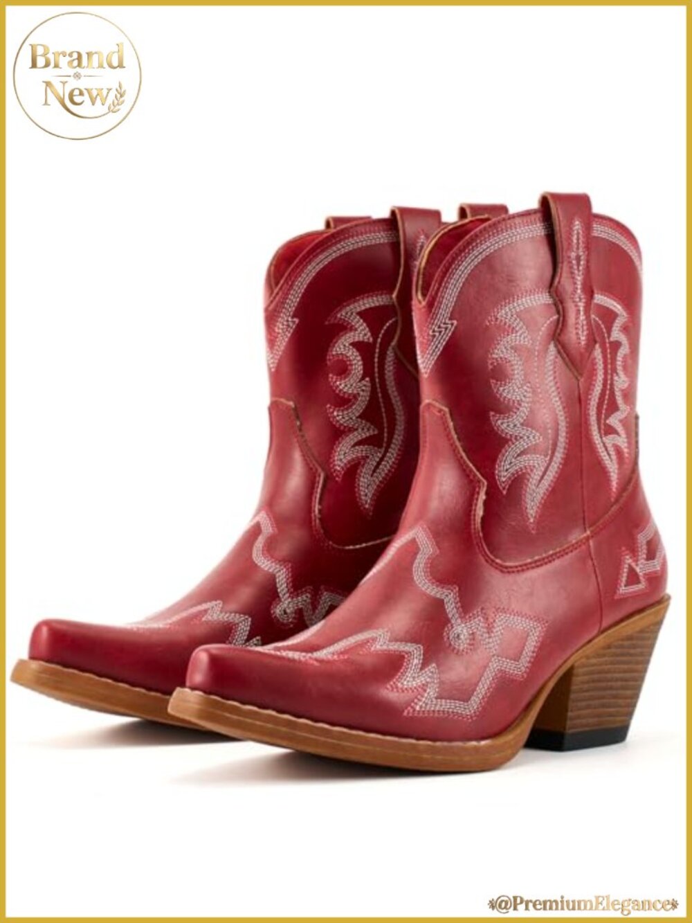 Women's Western Ankle Boots with Embroidery - Snip Toe Cowboy Bootie
